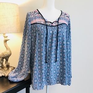 Flowy printed top with ties size XL